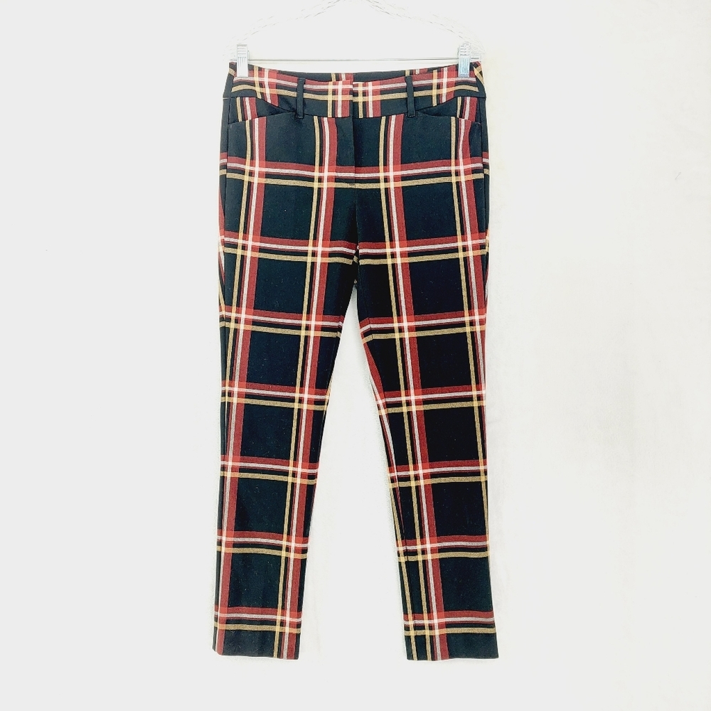 LOFT Black Plaid Trousers